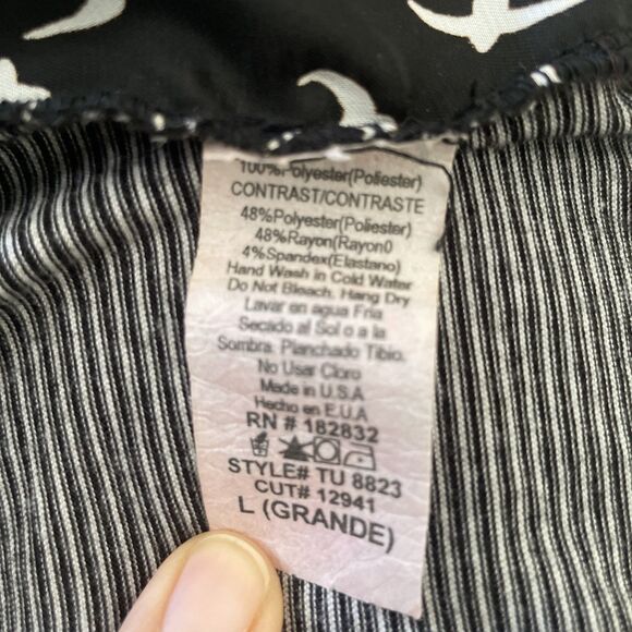 Tua Cami Tank L Black White Flying Birds Flowy‎ Tunic Style Bohemian Chic Silky - Picture 7 of 7